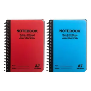 Sổ Ghi Chép Gáy Lò Xo Bìa Nhựa A7, Spiral Notebook Ruled, 60 Tờ (74 x 105mm) - UNCLE BILLS
