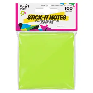 Giấy Ghi Chú Màu Neon, Pen2Paper, Stick-It Notes, 100 Tờ (75 x 75mm) - UNCLE BILLS
