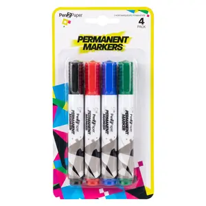 Viết Lông Đầu Dẹt Nhiều Màu, Pen2Paper, Flat Head Permanent Markers, Mixed Colours, 4 Cây - UNCLE BILLS