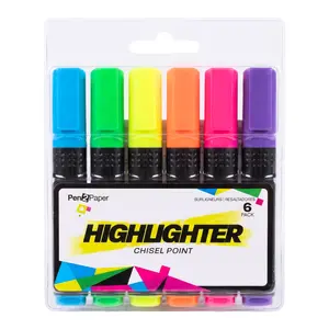 Bút Dạ Quang, Pen2Paper, Highlighter Chisel Point, 6 Cây - UNCLE BILLS