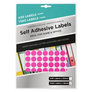 Nhãn Dán Tròn Neon Phân Loại, Round Self Adhesive Labels, 630 Nhãn (25mm) & 1080 Nhãn (19mm) - UNCLE BILLS