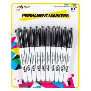 Bút Lông Đen/Nhiều Màu, Pen2Paper, Black/Mixed Permanent Markers, 10 Cây - UNCLE BILLS