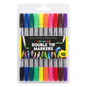 Bút Lông Tô Màu 2 Đầu, Coloured Double Tip Markers, 10 Cây - UNCLE BILLS