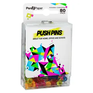 Đinh Ghim Nhiều Màu, Pen2Paper, Clear Coloured Push Pins, 80 Cái - UNCLE BILLS