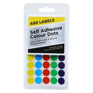 Nhãn Dán Tròn Nhiều Màu, Self Adhesive Colour Dots, 480 Nhãn (13mm) - UNCLE BILLS