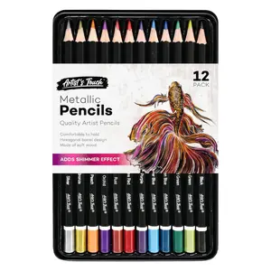Bút Chì Màu Kim Loại Lấp Lánh, Artist's Touch, Metallic Pencils with Shimmer Effect, 12 Cây - UNCLE BILLS