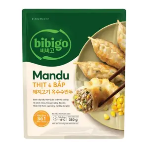 Bánh Xếp Hàn Quốc Nhân Thịt & Bắp, Meat & Corn Mandu, 10 Bánh (350g) - BIBIGO