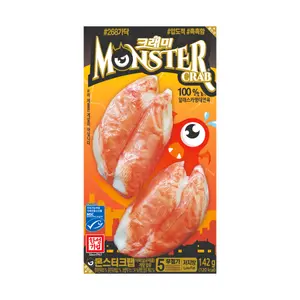 Chả Cua Đại Hàn, Monster Crab, Frozen Imitation Crab Sticks (142g) - HANSUNG FOOD