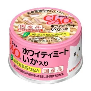 Thức Ăn Bổ Sung Cho Mèo Thịt Cá Ngừ Trắng & Mực Ống, White Meat Tuna with Cuttlefish in Jelly (85g) - CIAO