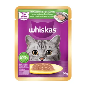 Thức Ăn Cho Mèo Vị Cá Ngừ & Cá Trắng, Cat Food, Tuna & White Fish, 1+ Tuổi (80g) - WHISKAS