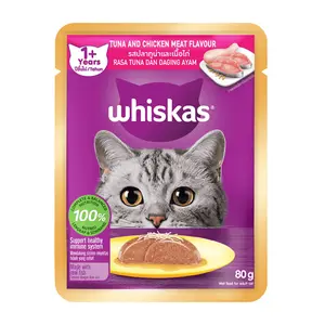 Thức Ăn Cho Mèo Vị Cá Ngừ & Thịt Gà, Cat Food, Tuna & Chicken Meat, 1+ Tuổi (80g) - WHISKAS