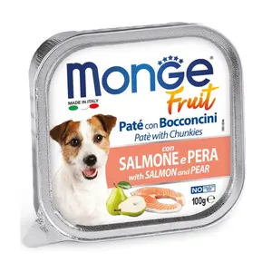 Pate Cá Hồi & Lê Cho Chó Nhỏ, Fruit Pate with Chunkies, with Salmon & Pear (100g) - MONGE