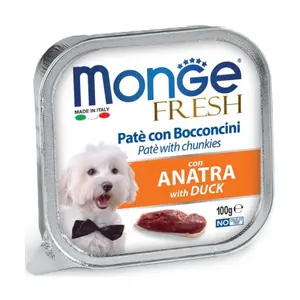 Pate Thịt Vịt Cho Chó Nhỏ, Fresh Pate with Chunkies, with Duck (100g) - MONGE