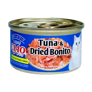 Thức Ăn Bổ Sung Cho Mèo Vị Cá Ngừ Trắng & Cá Ngừ Khô, Ciao, Tuna & Dried Bonito, Green Tea Powder Added (75g) - INABA FOODS