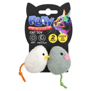 Đồ Chơi Cho Mèo Chuột Nhồi Bông (Nhiều Mẫu), Play, Cat Plush Mouse Toy, 2 Cái (6cm) - UNCLE BILLS