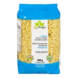 Macaroni Hữu Cơ, Organic Durum Wheat Semolina Pasta, Macaroni, 17.6 oz (500g) - BIOITALIA