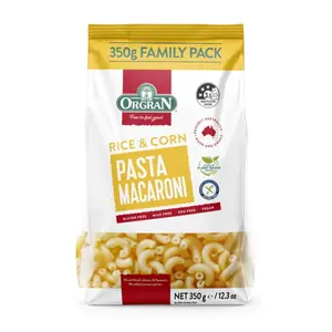 Nui Ống Từ Bắp & Gạo, Rice & Corn Pasta Macaroni, Gluten Free, 12.3 oz (350g) - ORGRAN