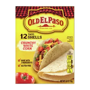 Vỏ Bánh Taco Bắp Trắng, 12 Taco Shells, Crunchy White Corn, 4.6 oz (130g) - OLD EL PASO