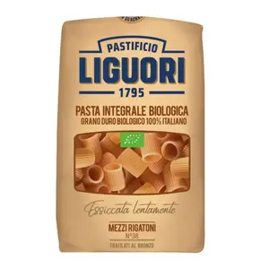 Nui Ống Tròn Nguyên Cám Hữu Cơ, Pasta Integrale Biologica, Mezzi Rigatoni No. 38 (500g) - PASTIFICIO LIGUORI