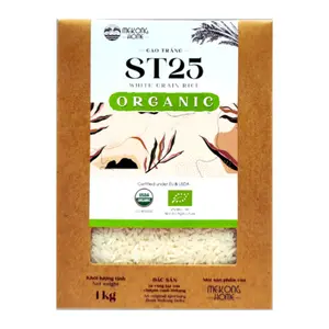 Gạo Trắng ST25 Hữu Cơ, Organic ST25 White Grain Rice (1kg) - MEKONG HOME