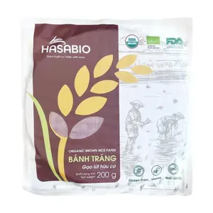 Bánh Tráng Gạo Lứt Hữu Cơ, Organic Brown Rice Paper, 22 cm (200g) - HASABIO
