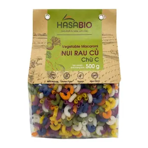 Nui Rau Củ Chữ C, Vegetable Macaroni, Gluten Free (500g) - HASABIO