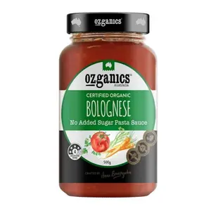Sốt Bò Bằm Hữu Cơ Không Đường, Certified Organic Bolognese, No Added Sugar Pasta Sauce (500g) - OZGANICS