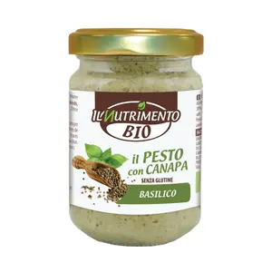 Sốt Húng Quế Gai Dầu Hữu Cơ, Pesto con Canapa e Basilico, Pesto with Hemp & Basil (130g) - IL NUTRIMENTO