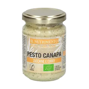 Sốt Húng Quế Gai Dầu Cà Ri Hữu Cơ, Pesto con Canapa, Zucchine e Curry (130g) - IL NUTRIMENTO