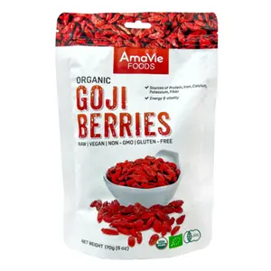 Kỷ Tử Hữu Cơ, Raw Organic Goji Berries, 6 oz (170g) - AMAVIE FOODS