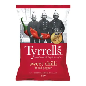 Khoai Tây Chiên Vị Ớt Ngọt, Hand-Cooked Crisps, Sweet Chilli & Red Pepper (40g) - TYRRELLS