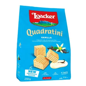 Bánh xốp Vani, Quadratini, Vanilla, Crispy Wafer Cubes with Vanilla Cream Filling, 8.82 oz (250g) - LOACKER