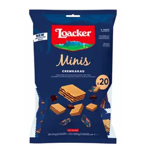 Bánh Xốp Socola, Minis, Cremkakao, Crispy Wafers with Cocoa & Chocolate Cream Filling, 20 Cái (200g) - LOACKER