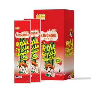 Tảo Ống Vị Cay, Kingyori, Roll Grilled Seaweed, Spicy Flavour, 9 Gói (27g) - KINGSTAR