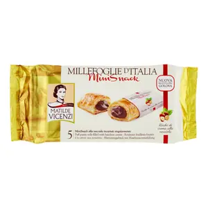 Bánh Puff Pastry Cuộn Kem Hạt Phỉ, Millefoglie D`Italia Mini Snack, Puff Pastry Rolls Filled with Hazelnut Cream, 4.41 oz (125g) - MATILDE VICENZI