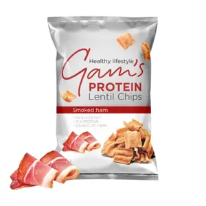 Snack Đậu Lăng Vị Thịt Xông Khói, Protein Lentil Chips, Smoked Ham (65g) - GAM'S