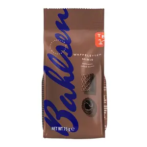 Bánh Xốp Cuộn Cacao, Waffle Minis, Dark Crispy Mini Cocoa Wafer Rolls (75g) - BAHLSEN