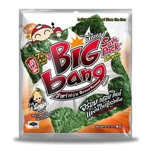 Snack Lá Rong Biển Giòn Vị Mực Cay, Big Bang, Grilled Seaweed Sheet, Spicy Grilled Squid, 0.21 oz (6g) - TAO KAE NOI