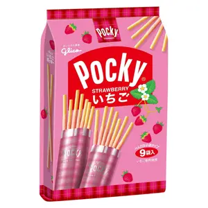 Bánh Que Phủ Socola Dâu, Pocky, Strawberry, 9 Gói (122.4g) - GLICO