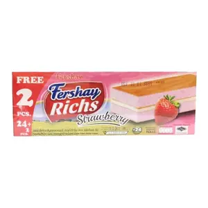 Bánh Bông Lan Tầng Nhân Kem Dâu, Fershay Richs, Strawberry, 24 Cái (360g) - FERSHAY