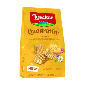 Bánh Xốp Phô Mai, Quadratini, Cheese, Crispy Wafer Cubes with Cheese Cream Filling, 3.88 oz (110g) - LOACKER
