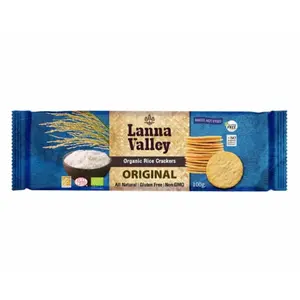 Bánh Gạo Hữu Cơ Vị Nguyên Bản, Organic White Rice Crackers, Original, Gluten Free (100g) - LANNA VALLEY