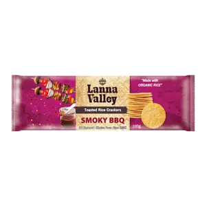 Bánh Gạo Hữu Cơ Vị BBQ Xông Khói, Organic Rice Crackers, Smoky BBQ, Gluten Free (100g) - LANNA VALLEY