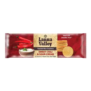 Bánh Gạo Hữu Cơ Vị Ớt Ngọt & Kem Chua, Organic Rice Crackers, Sweet Chili & Sour Cream, Gluten Free (100g) - LANNA VALLEY