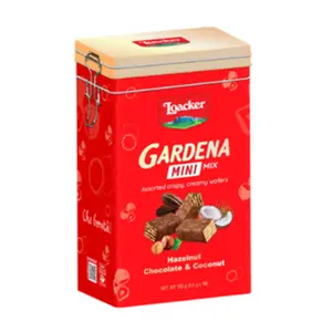 Bánh Xốp Nhân Kem Hạt Phỉ, Socola & Dừa, Gardena Mini Mix, Assorted Crispy Wafers, 18 Cái (153g) - LOACKER