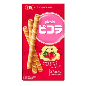 Bánh Quế Nhân Kem Dâu, Strawberry Wafer Rolls, 2 Gói (49g) - YBC