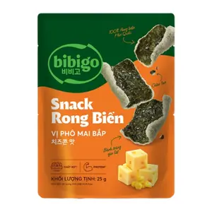 Snack Rong Biển Vị Phô Mai Bắp, Seaweed Crisps, Cheese & Corn (25g) - BIBIGO