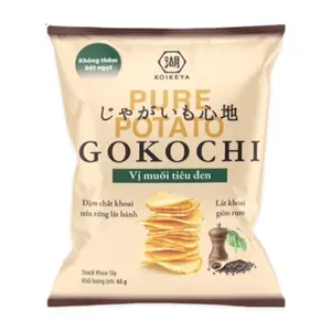 Snack Khoai Tây Muối Tiêu Đen, Gokochi Pure Potato Chips, Black Pepper (65g) - KOIKEYA