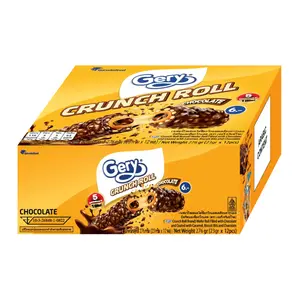 Bánh Xốp Phủ Socola Cuộn Kem Socola, Gery, Crunch Roll, Chocolate, 13 Cái (299g) - GARUDAFOOD