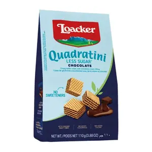 Bánh Xốp Socola Ít Đường, Quadratini Less Sugar, Chocolate, Crispy Wafer Cubes with Chocolate Cream Filling, 3.88 oz (110g) - LOACKER